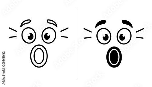 Fotografija Shocked faces: Two expressive cartoon faces showing surprise and shock with wide-open mouths and eyes