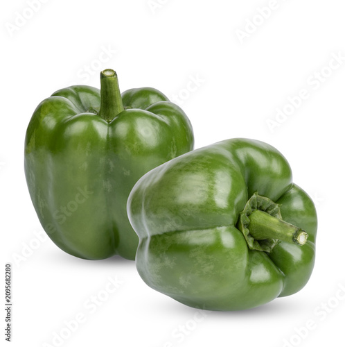 Fresh green sweet pepper isolated on  transparent.