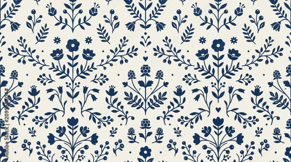 Fototapeta premium Black and purple floral pattern on gray background