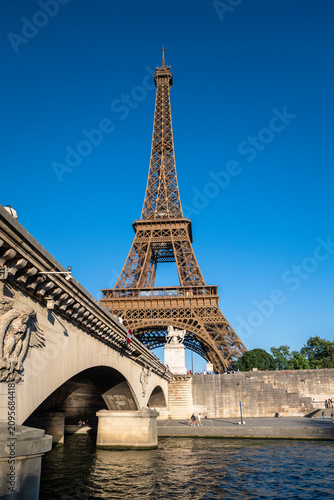 Eiffel Tower - view from Seine river, Paris, France
