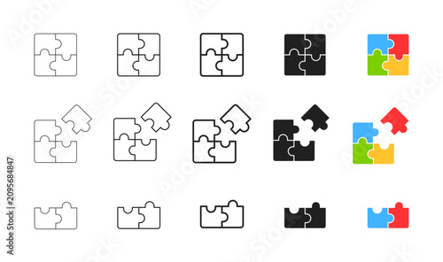 Konstfotografi puzzle piece icon set