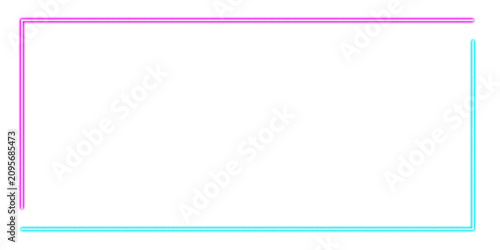 Neon rectangle corner frame PNG, Cyan magenta glowing border, Futuristic banner outline