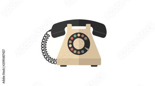 Tableau sur toile Telephone with a rotary dial sits isolated against a clean white background as a classic communication device