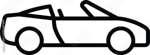 Convertible sports car profile line icon