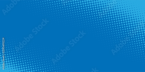 Fotografie Vibrant blue retro halftone dot pattern featuring a dynamic diagonal light blue gradient over a bold royal blue background