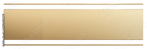 Photography 3D render blank golden horizontal banner isolated on transparent background, empty gold plate text box with straight border line