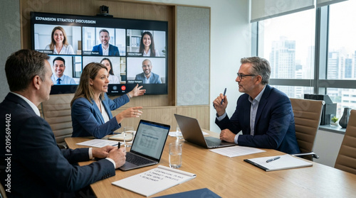 Business Meeting: Video Conference Participants, Collaboration, Strategy Discussion