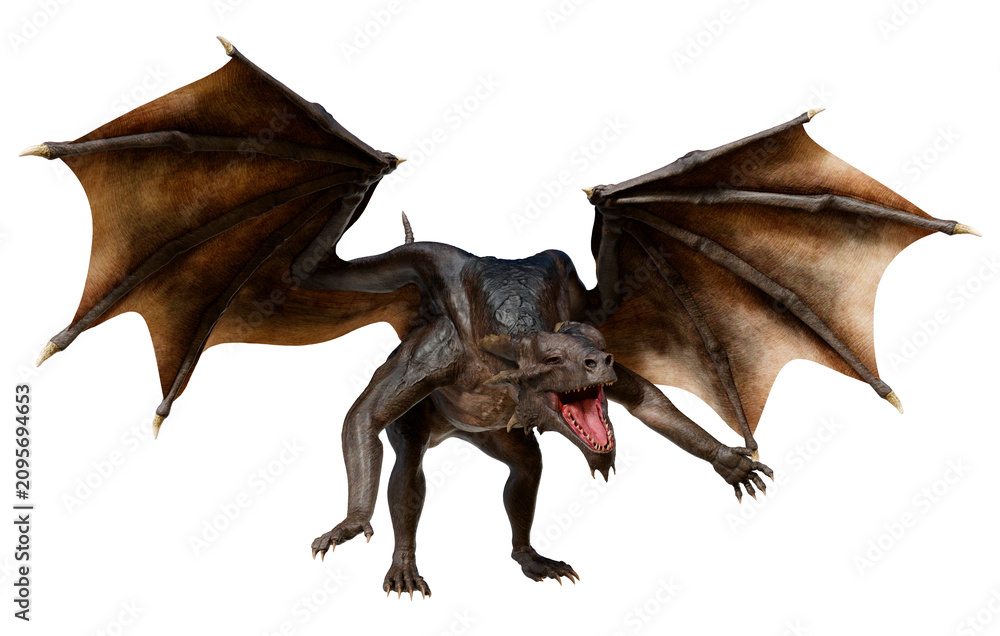 Fototapeta premium 3D Rendering Fairy Tale Dragon on White