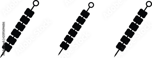 Foto Black fishing bead rig jig silhouette icon set tackle equipment flat vector illu