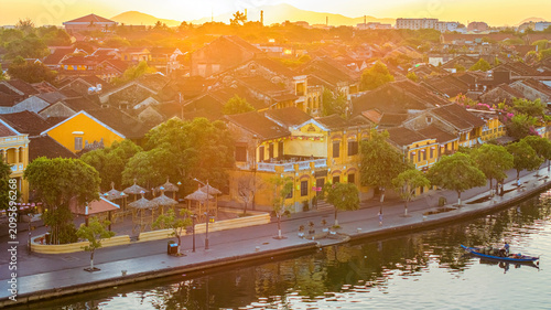 Obraz na plátně Aerial view of Hoi An ancient town, UNESCO world heritage, at Da Nang