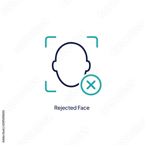 Rejected facial scan vector icon illustration sign