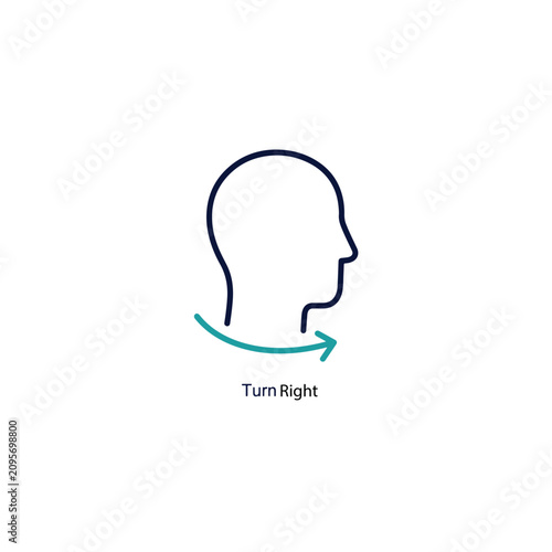 Right head turn vector icon illustration sign