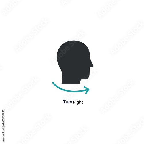 Right head turn vector icon illustration sign