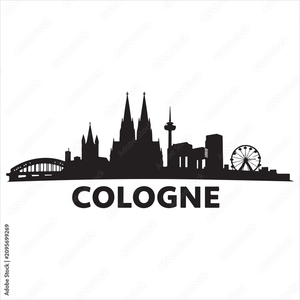 Fototapeta premium Silhouette skyline of cologne with iconic landmarks