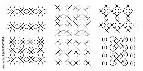 Konstfotografi Geometric patterns with interwoven lines black and white vector illustration