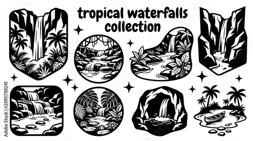 Foto tropical waterfalls featuring lush rainforest cascades jungle rivers emerald poo