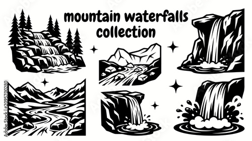 Bilde på lerret magnificent mountain waterfalls featuring alpine cascades glacier streams rocky