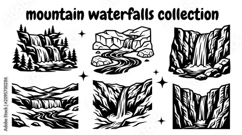 Fotografie magnificent mountain waterfalls featuring alpine cascades glacier streams rocky
