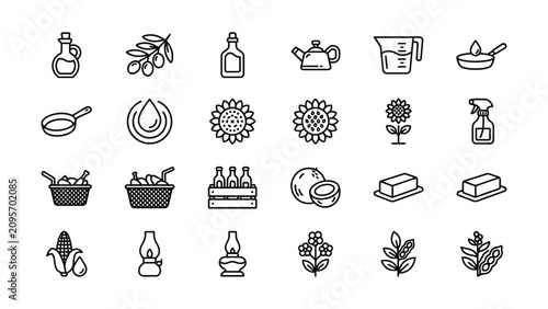 Quadro su tela black line icons for natural living and sustainable products