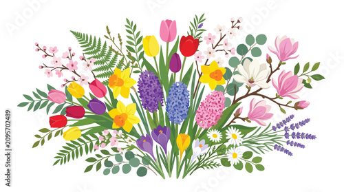 Colorful bouquet of flowers on white