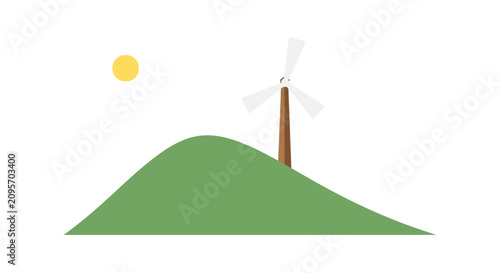 Принти на полотні Green Hill Wind Turbine.