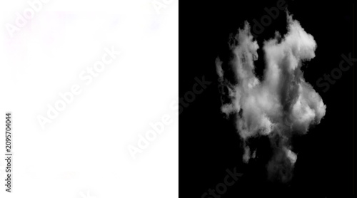 Tableau sur toile Atmospheric white cloud isolated on black background, fluffy cumulus cloud textu