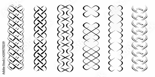 Quadro su tela Geometric patterns with interwoven lines black and white vector illustration