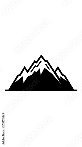 Stylized Mountain Peaks Icon, Snowy Summit, Vector Graphic
