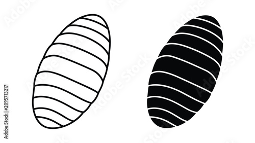 Canvastavla Set of two chrysalis icons, outline and silhouette style, insect pupa stage, met