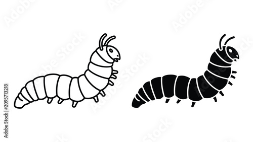 Bild auf Leinwand Caterpillar icon set, simple style vector illustration of a cute worm or larva i
