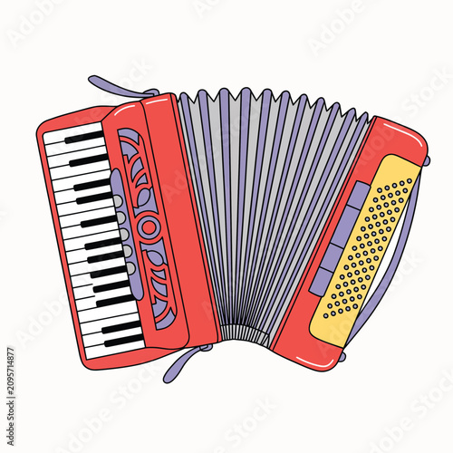 Bild auf Leinwand Cartoon accordion musical instrument