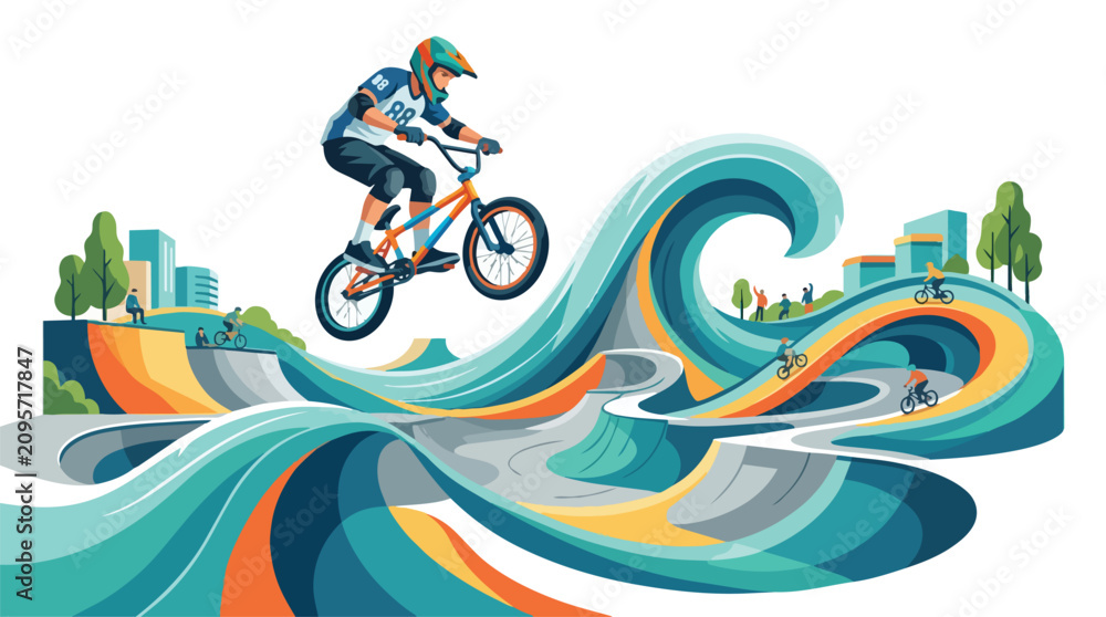 Obraz premium A BMX rider performing an aerial stunt on a bicycle.