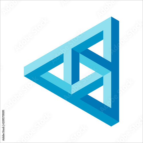 Fototapeta Blue Impossible Triangle Optical Illusion Vector
