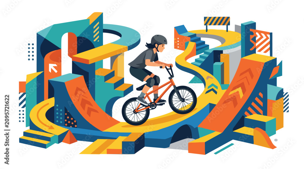 Obraz premium A young cyclist performing stunts on a bmx bike.