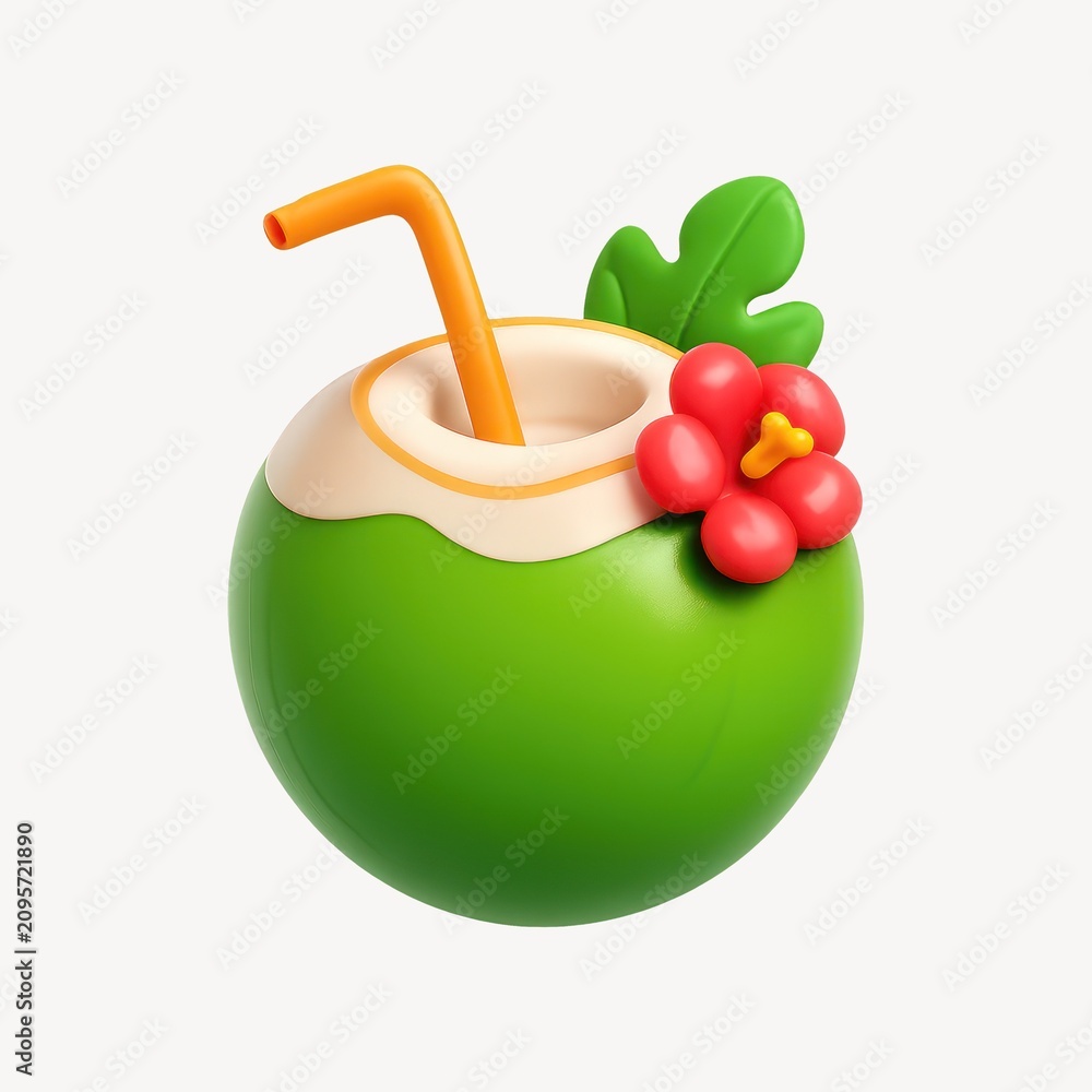 Fototapeta premium Tropical coconut drink illustration