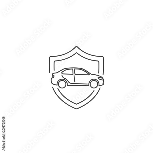 Minimalist car insurance icon in continuous line art style