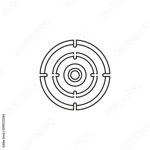 Minimalist circular target icon with concentric lines on white background