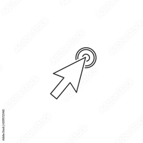 Minimalist computer mouse arrow cursor icon clicking on target
