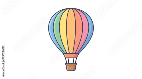 Bild auf Leinwand A colorful hot air balloon rises high in the clear sky on 20260707