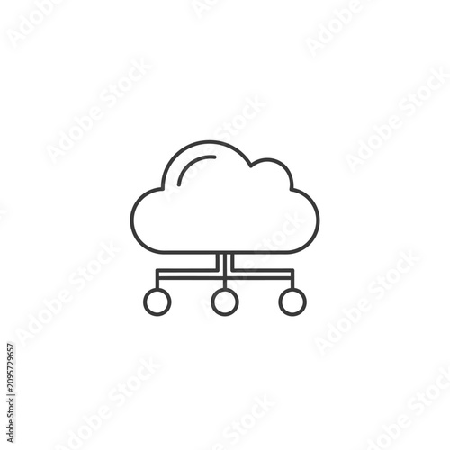 Minimalist cloud computing and network connection line icon