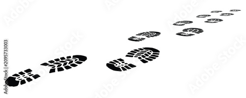footprint shoe sole tracking path on transparent background, shoe footprint path vector illustration