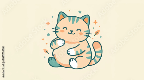Φωτογραφία Cute Cartoon Orange Tabby Cat.