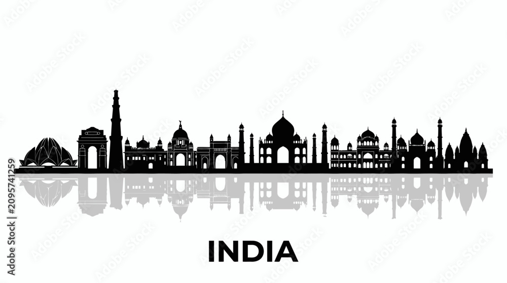 Obraz premium India Skyline Silhouette