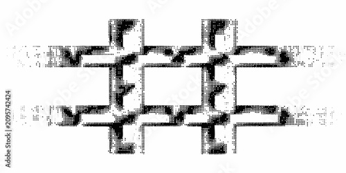 Fényképezés Halftone dot pattern showing a horizontal elongation black and white