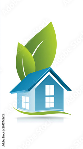 modern flat roof housing emblem isolated on white background