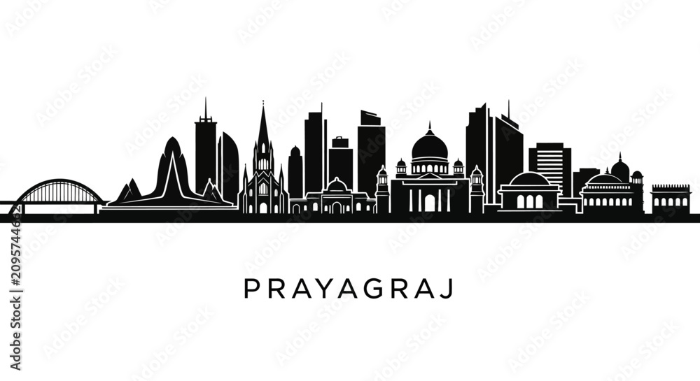 Fototapeta premium Prayagraj Skyline Silhouette