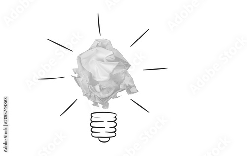 High-quality conceptual graphic design asset featuring a paper lightbulb on pure white background. Versatile template for website headers, advertising banners, and abstract concepts