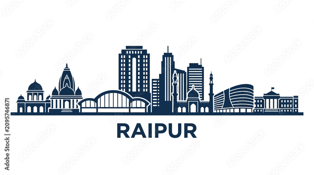 Obraz premium Raipur Skyline Silhouette - Modern Cityscape Vector Illustration