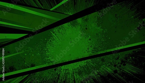 Dynamic green texture with diagonal manga action lines.