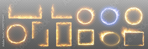 фотографія Various fiery shapes providing glowing borders and abstract energy effects on tr